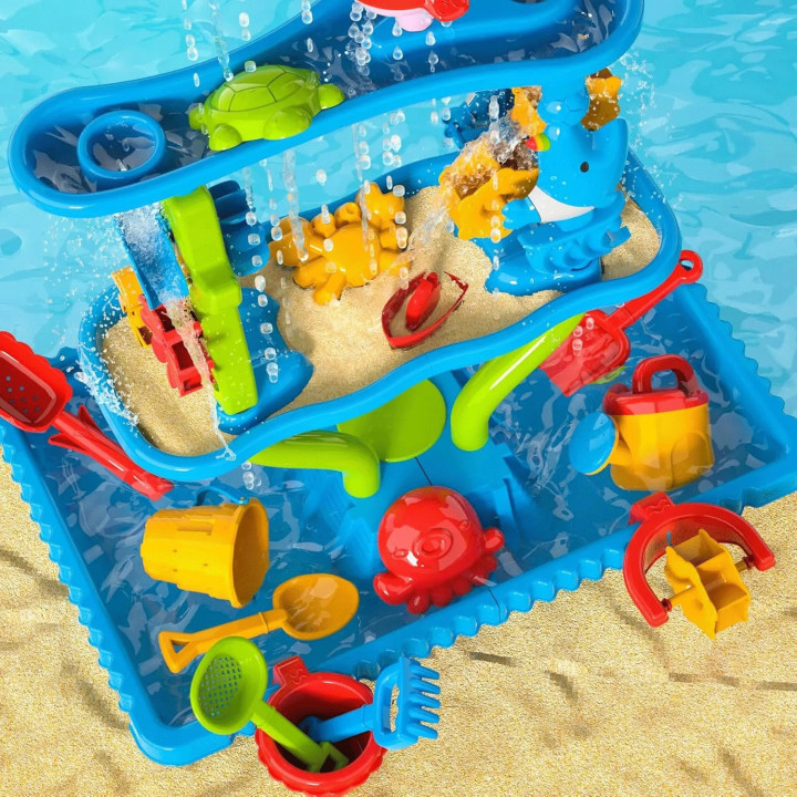 WOOPIE Ogromny Aquapark Stolik Wodny 6w1 Piaskownica Wodospad Tor Wodn
