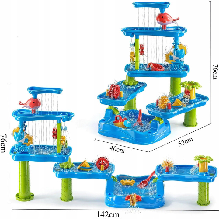 WOOPIE Ogromny Aquapark Stolik Wodny 6w1 Piaskownica Wodospad Tor Wodn