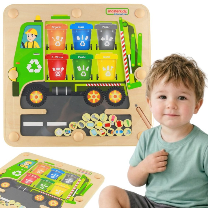 MASTERKIDZ Tablica Magnetyczna Segregowanie Odpadów Ciężarówka do Recy