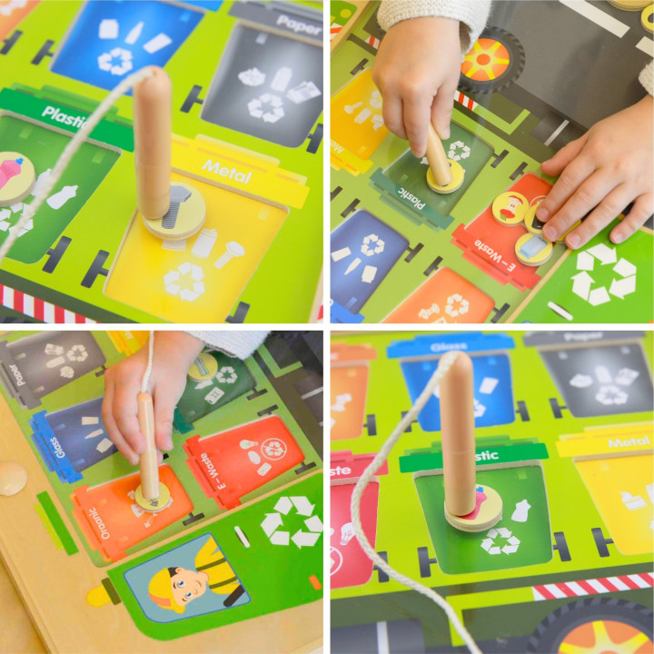 MASTERKIDZ Tablica Magnetyczna Segregowanie Odpadów Ciężarówka do Recy