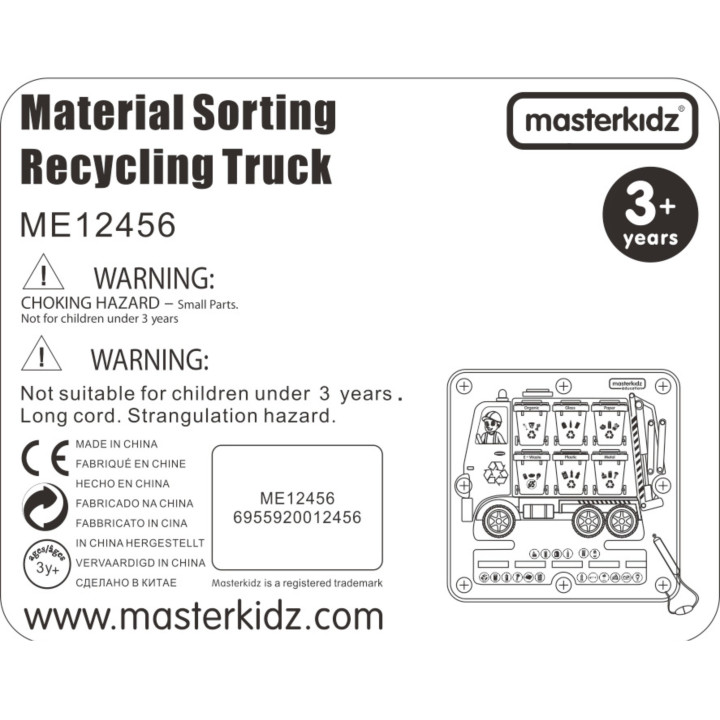 MASTERKIDZ Tablica Magnetyczna Segregowanie Odpadów Ciężarówka do Recy