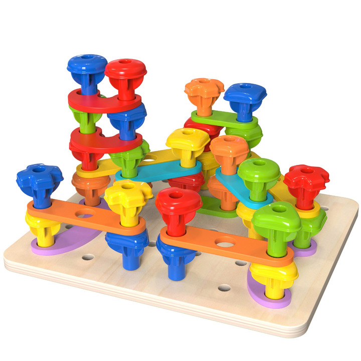 TOOKY TOY Wielofunkcyjna Tablica Zestaw Kolorowych Śrubek Nauka Kształ