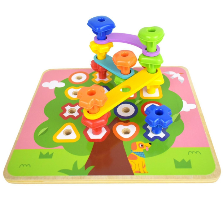TOOKY TOY Wielofunkcyjna Tablica Zestaw Kolorowych Śrubek Nauka Kształ