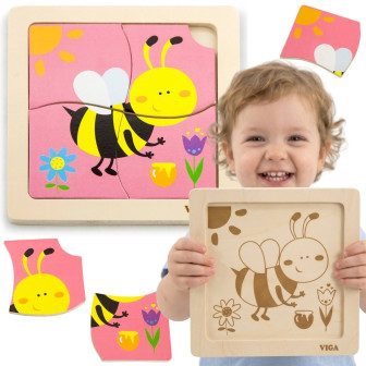 Viga Drewniane Puzzle Pszczoła Układanka Montessori Edukacyjna 18m+ Ow