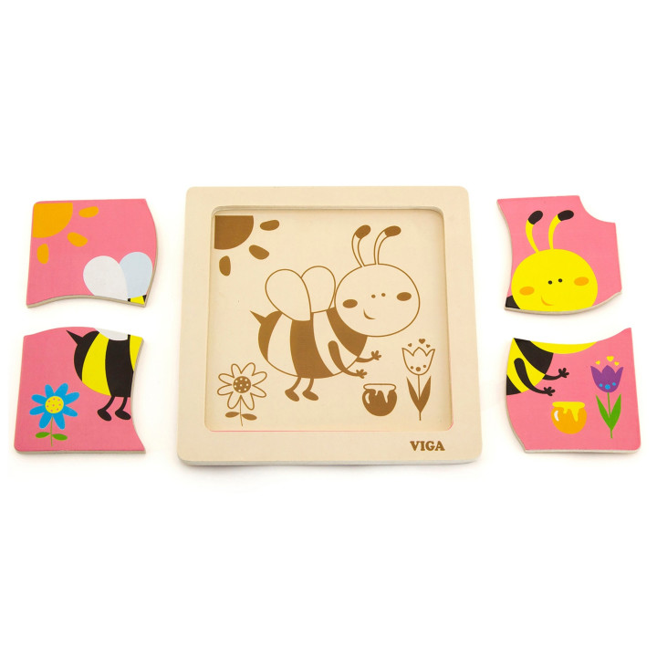 Viga Drewniane Puzzle Pszczoła Układanka Montessori Edukacyjna 18m+ Ow