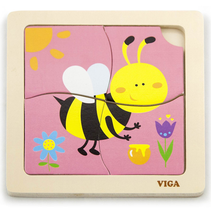 Viga Drewniane Puzzle Pszczoła Układanka Montessori Edukacyjna 18m+ Ow