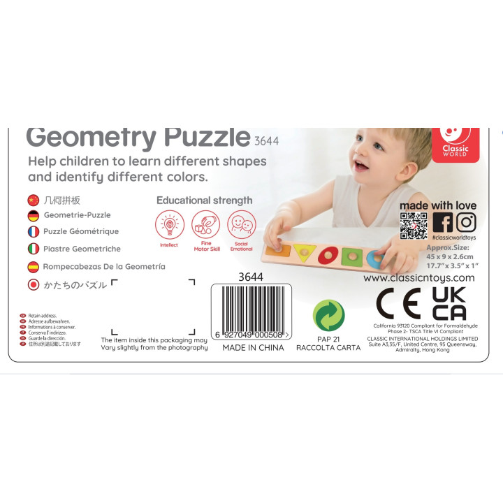 CLASSIC WORLD Drewniana Układanka Geometryczna MONTESSORI Sorter Kszta