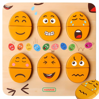 MASTERKIDZ Tablica do Nauki Emocji Drewniane Jajka jaki Humor? Montess