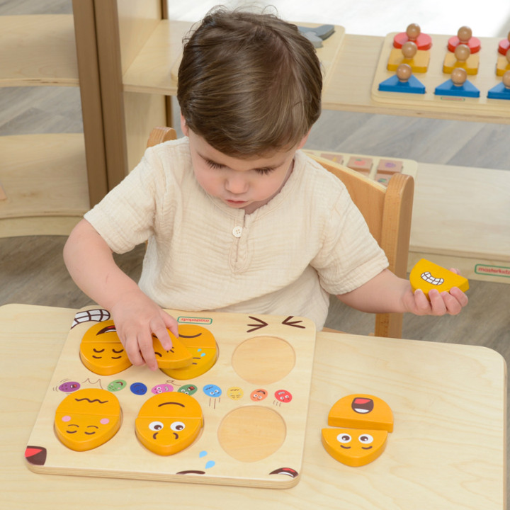 MASTERKIDZ Tablica do Nauki Emocji Drewniane Jajka jaki Humor? Montess