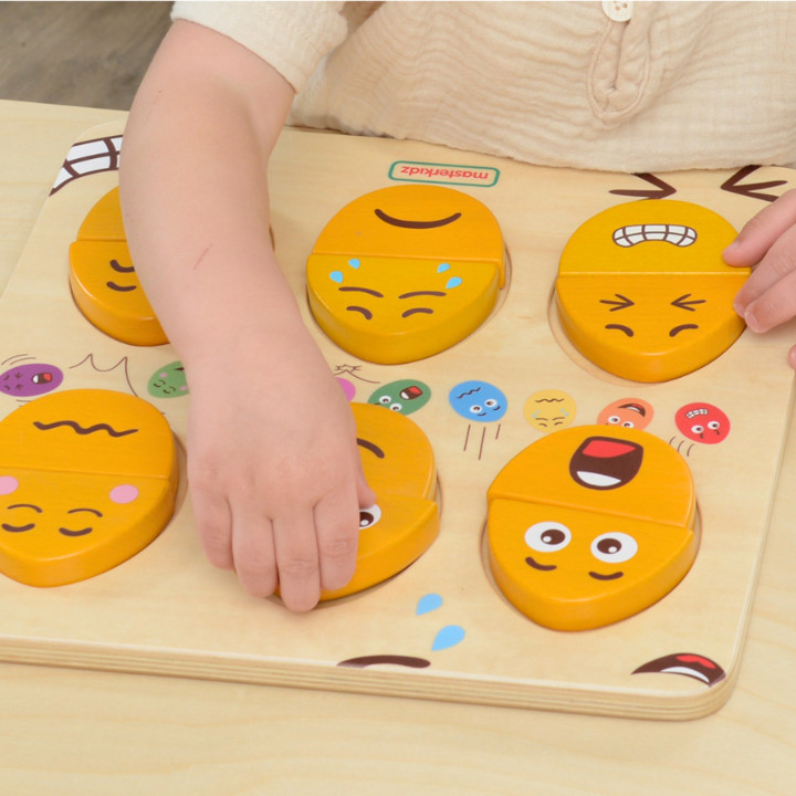 MASTERKIDZ Tablica do Nauki Emocji Drewniane Jajka jaki Humor? Montess