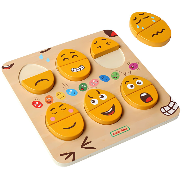 MASTERKIDZ Tablica do Nauki Emocji Drewniane Jajka jaki Humor? Montess