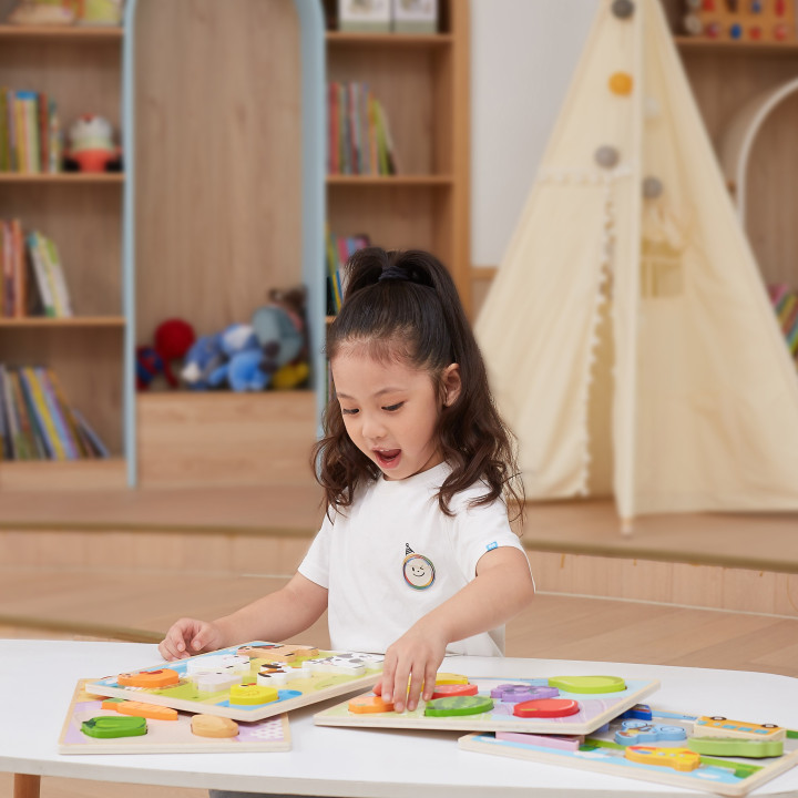 VIGA Drewniane Puzzle Układanka Montessori 2w1 Figurki Warzywa Edukacy