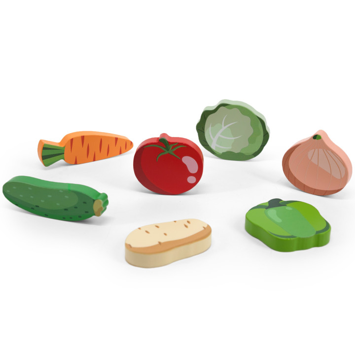 VIGA Drewniane Puzzle Układanka Montessori 2w1 Figurki Warzywa Edukacy