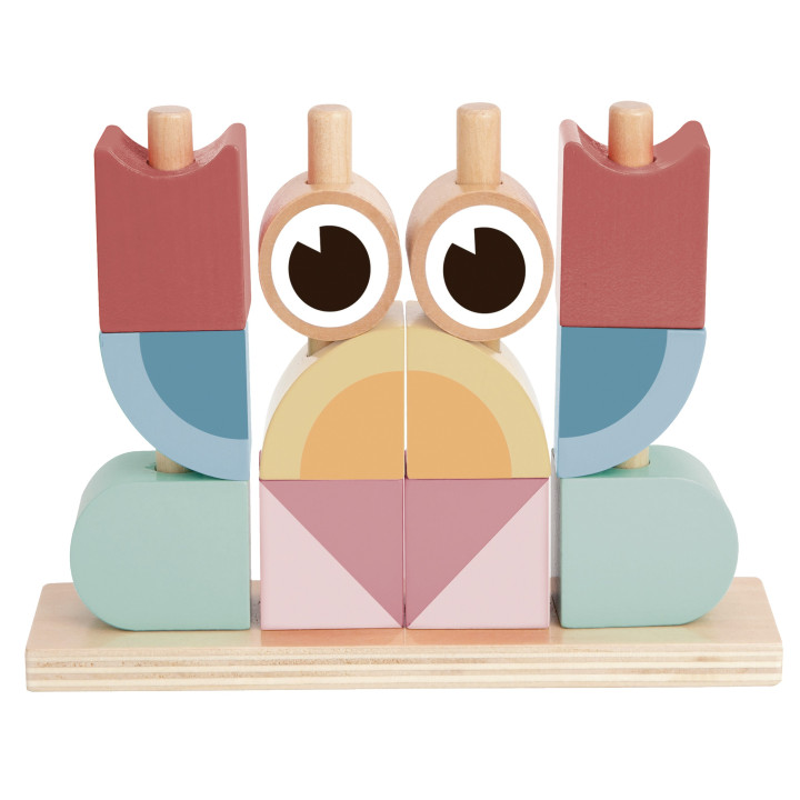TOOKY TOY Krab Układanka Drewniana Stosy Klocki Bloki Pastelowy