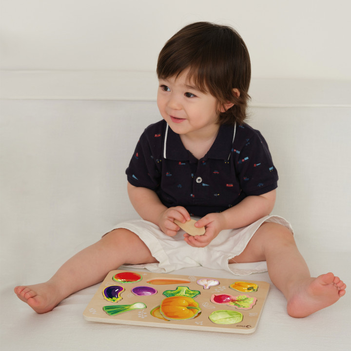 CLASSIC WORLD Drewniana Układanka Montessori Warzyw