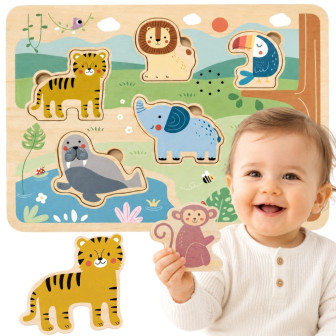 TOOKY TOY Drewniana Układanka Montessori Interaktywne Puzzle Dźwiękowe