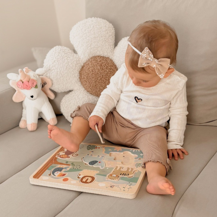 TOOKY TOY Drewniana Układanka Montessori Interaktywne Puzzle Dźwiękowe