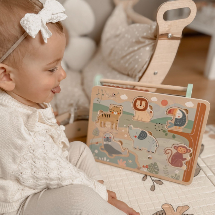TOOKY TOY Drewniana Układanka Montessori Interaktywne Puzzle Dźwiękowe