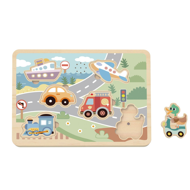 TOOKY TOY Drewniane Interaktywne Puzzle Pojazdy
