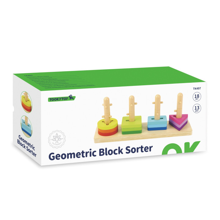 TOOKY TOY Sorter Kształtów z Kolorowymi Blokami Montessori