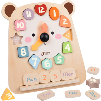 CLASSIC WORLD Zegar Miś Montessori Edukacyjny 3w1 Nauka Czasu Liczenia