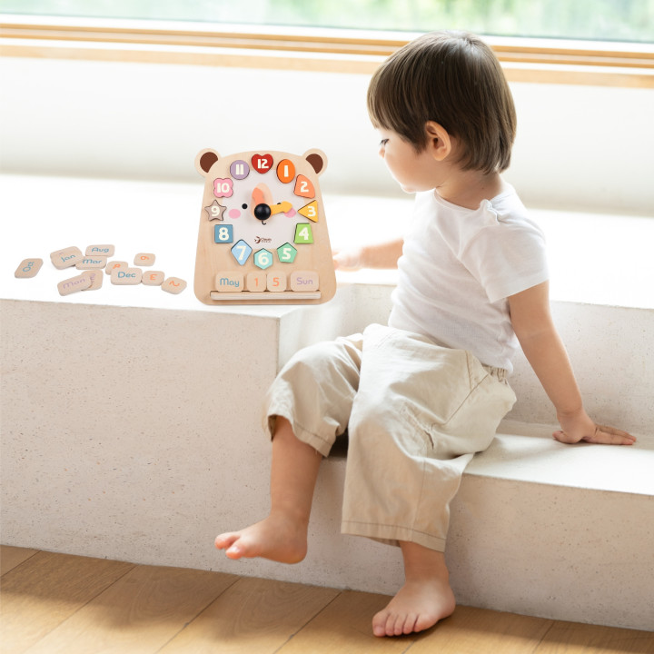 CLASSIC WORLD Zegar Miś Montessori Edukacyjny 3w1 Nauka Czasu Liczenia