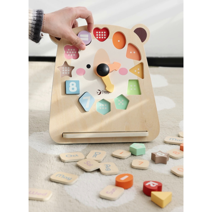CLASSIC WORLD Zegar Miś Montessori Edukacyjny 3w1 Nauka Czasu Liczenia