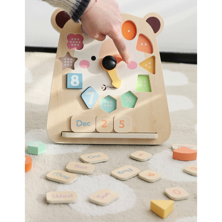 CLASSIC WORLD Zegar Miś Montessori Edukacyjny 3w1 Nauka Czasu Liczenia