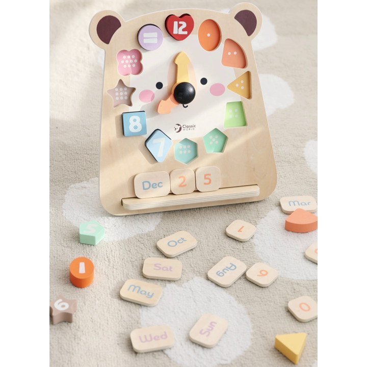 CLASSIC WORLD Zegar Miś Montessori Edukacyjny 3w1 Nauka Czasu Liczenia