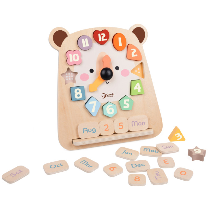 CLASSIC WORLD Zegar Miś Montessori Edukacyjny 3w1 Nauka Czasu Liczenia