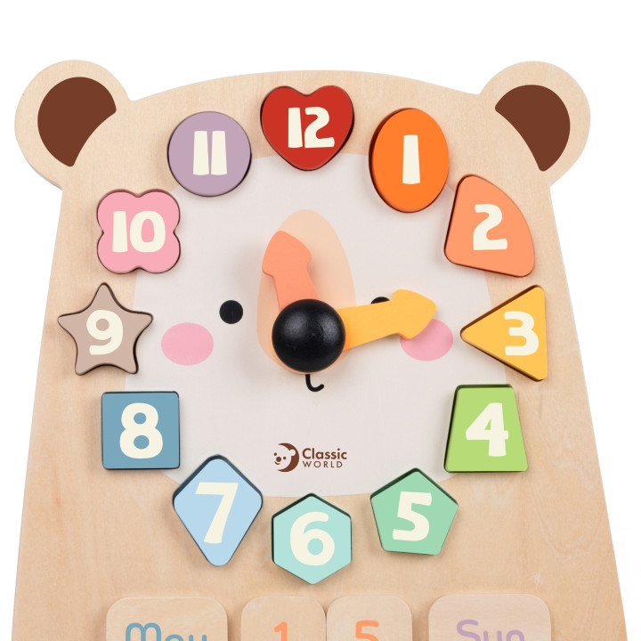 CLASSIC WORLD Zegar Miś Montessori Edukacyjny 3w1 Nauka Czasu Liczenia