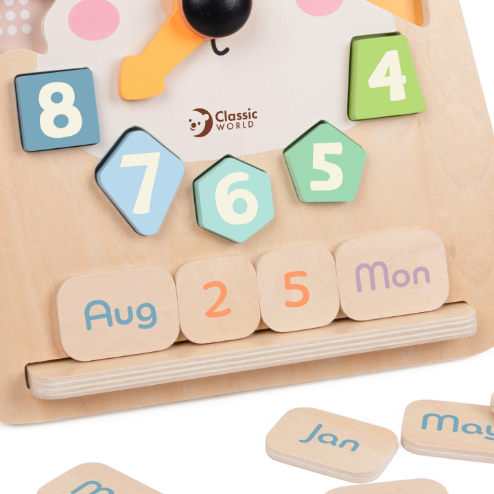 CLASSIC WORLD Zegar Miś Montessori Edukacyjny 3w1 Nauka Czasu Liczenia