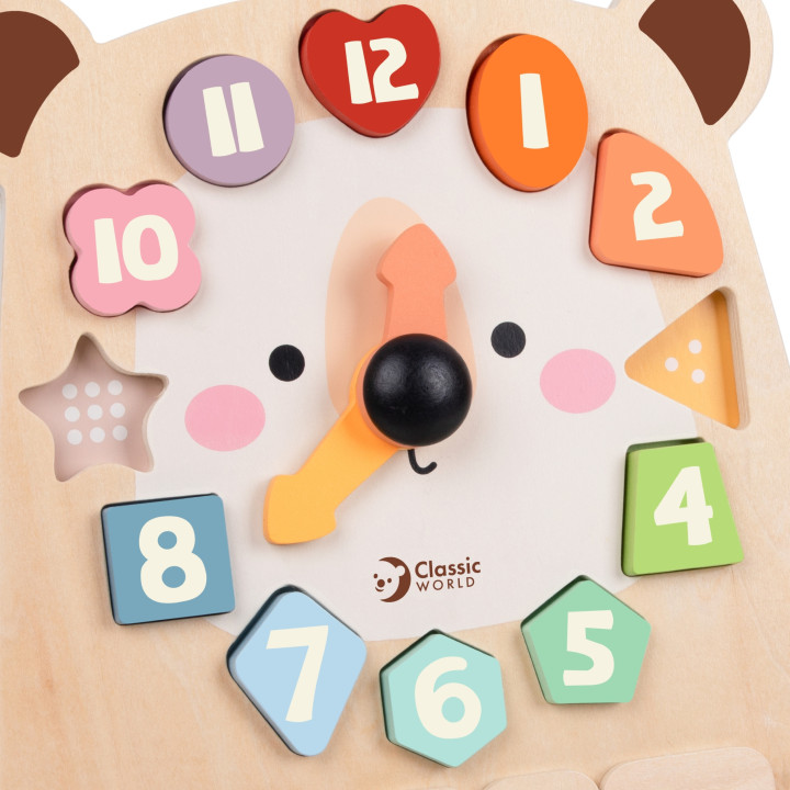 CLASSIC WORLD Zegar Miś Montessori Edukacyjny 3w1 Nauka Czasu Liczenia