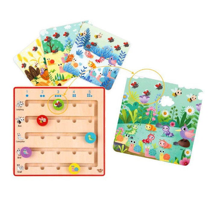 TOOKY TOY Drewniana Gra Nauka Liczenia Zwierzątka