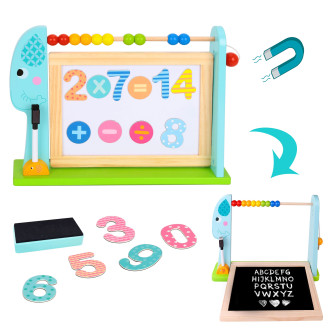 TOOKY TOY Duża Drewniana Tablica Dwustronna Magnetyczna+ Kredowa