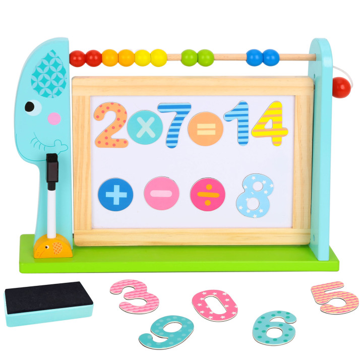 TOOKY TOY Duża Drewniana Tablica Dwustronna Magnetyczna+ Kredowa