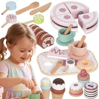 TOOKY TOY Sweet Cake Drewniany Zestaw Słodkości w Pudełku Cukiernia Lo