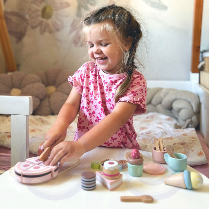 TOOKY TOY Sweet Cake Drewniany Zestaw Słodkości w Pudełku Cukiernia Lo