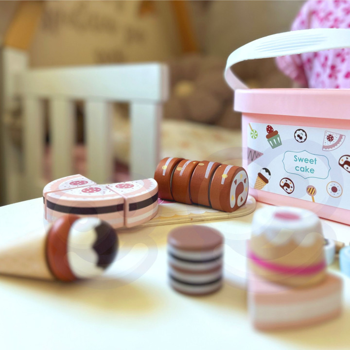 TOOKY TOY Sweet Cake Drewniany Zestaw Słodkości w Pudełku Cukiernia Lo