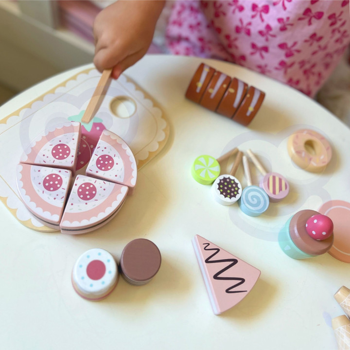 TOOKY TOY Sweet Cake Drewniany Zestaw Słodkości w Pudełku Cukiernia Lo
