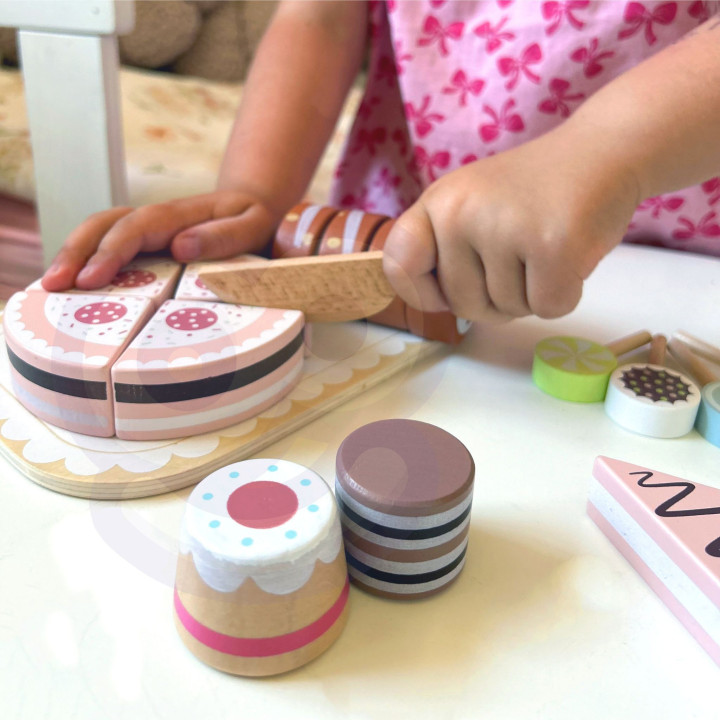 TOOKY TOY Sweet Cake Drewniany Zestaw Słodkości w Pudełku Cukiernia Lo