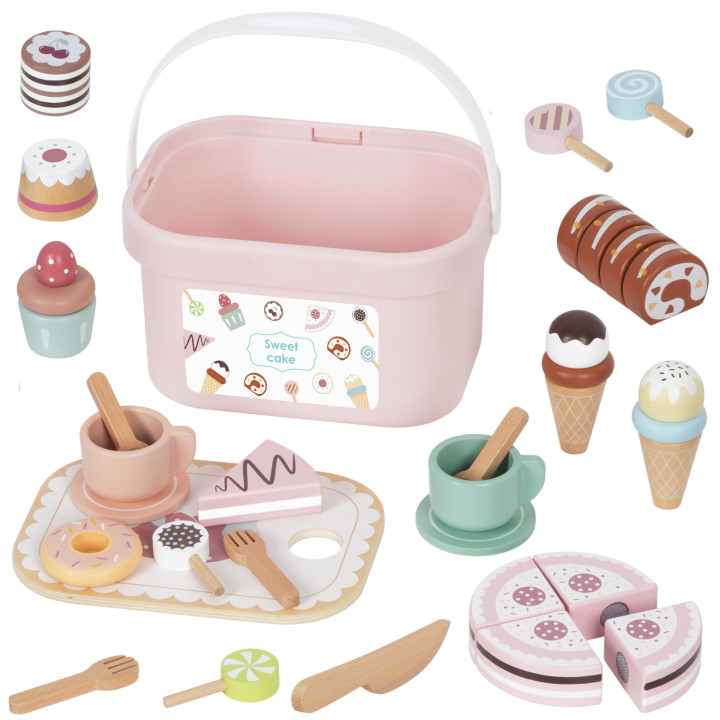 TOOKY TOY Sweet Cake Drewniany Zestaw Słodkości w Pudełku Cukiernia Lo