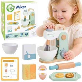 WOOPIE GREEN Drewniany Mikser Kuchenny Blender z Akcesoriami 11 el.