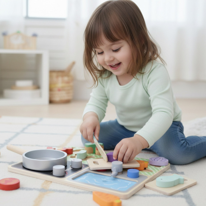 TOOKY TOY Drewniana Kuchnia z Akcesoriami - Zestaw Małego Kucharza