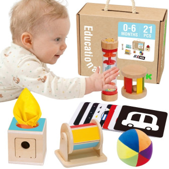 TOOKY TOY Box Pudełko XXL Montessori Edukacyjne 6w1 Sensoryczne 0-6 Mi