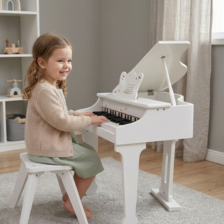 CLASSIC WORLD Duże Pianino Fortepian dla Dzieci z Krzesełkiem i Książe