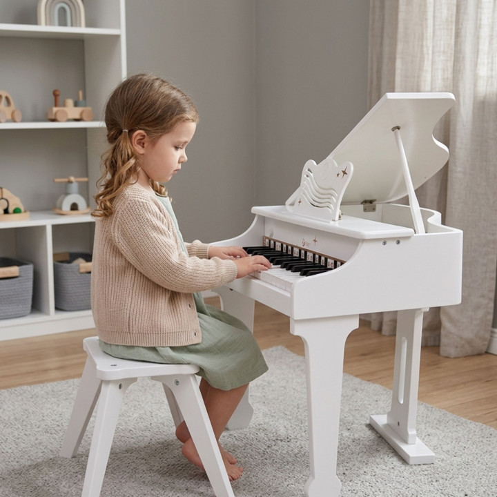 CLASSIC WORLD Duże Pianino Fortepian dla Dzieci z Krzesełkiem i Książe