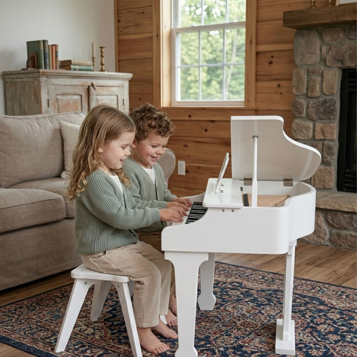 CLASSIC WORLD Duże Pianino Fortepian dla Dzieci z Krzesełkiem i Książe