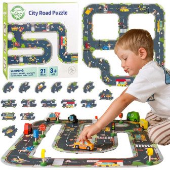 WOOPIE GREEN Droga Puzzle dla Dzieci Autostrada Makieta 21 el. Certyfi