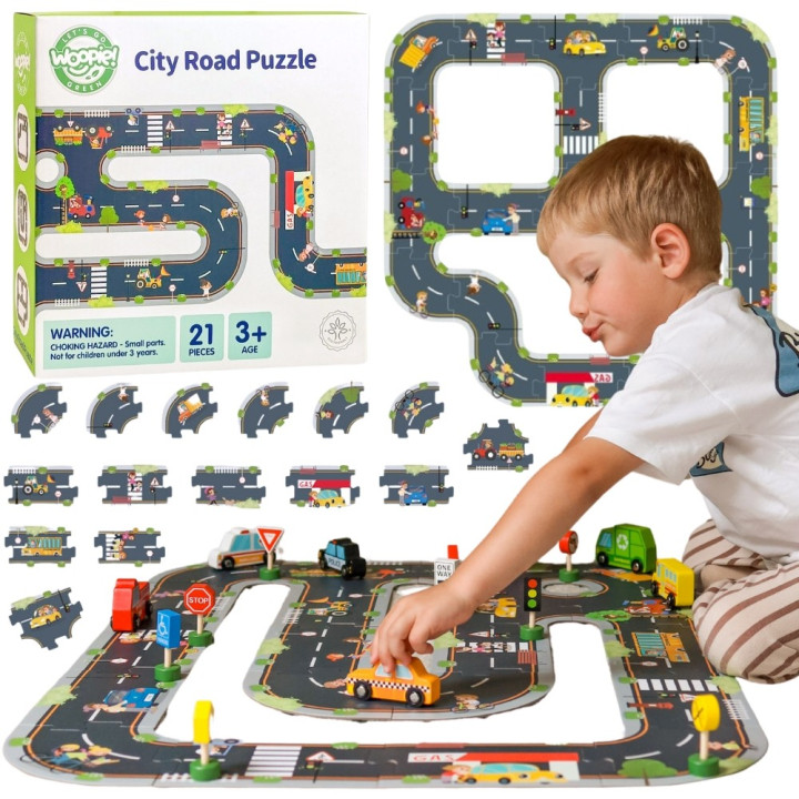 WOOPIE GREEN Droga Puzzle dla Dzieci Autostrada Makieta 21 el. Certyfi